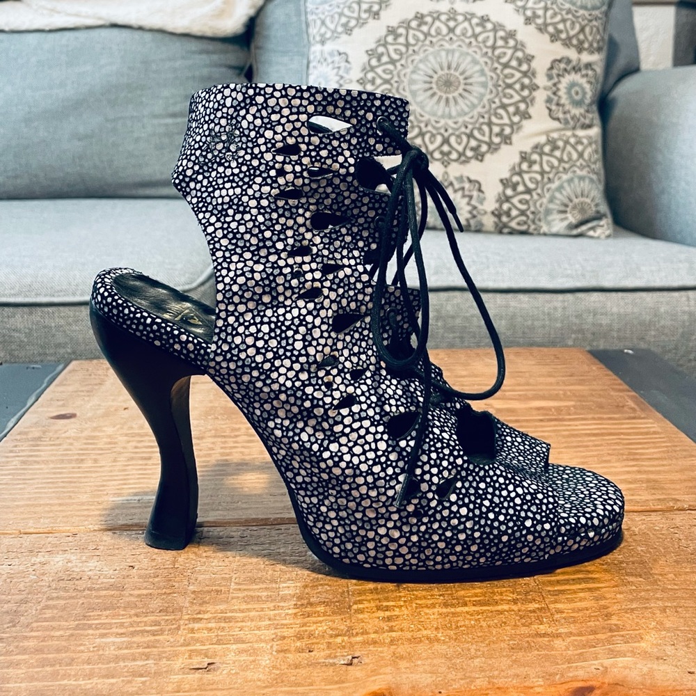 Vintage John Fluevog Multi-Color Suede Heels